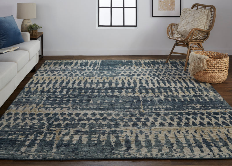 Palomar Transitional Abstract, Blue/Gray/Tan