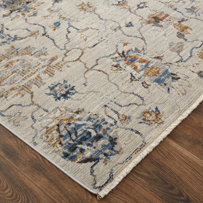 Kaia Transitional Floral & Botanical, Ivory/Orange/Blue