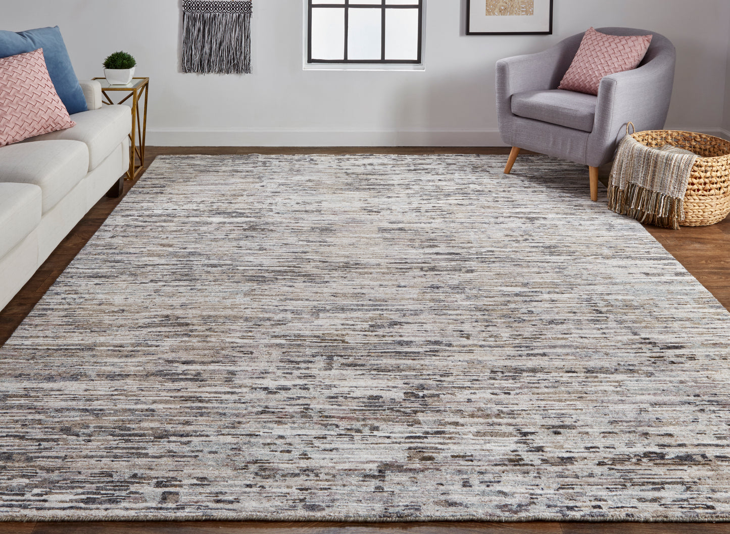 Conroe Modern Abstract, Gray/Blue/Silver