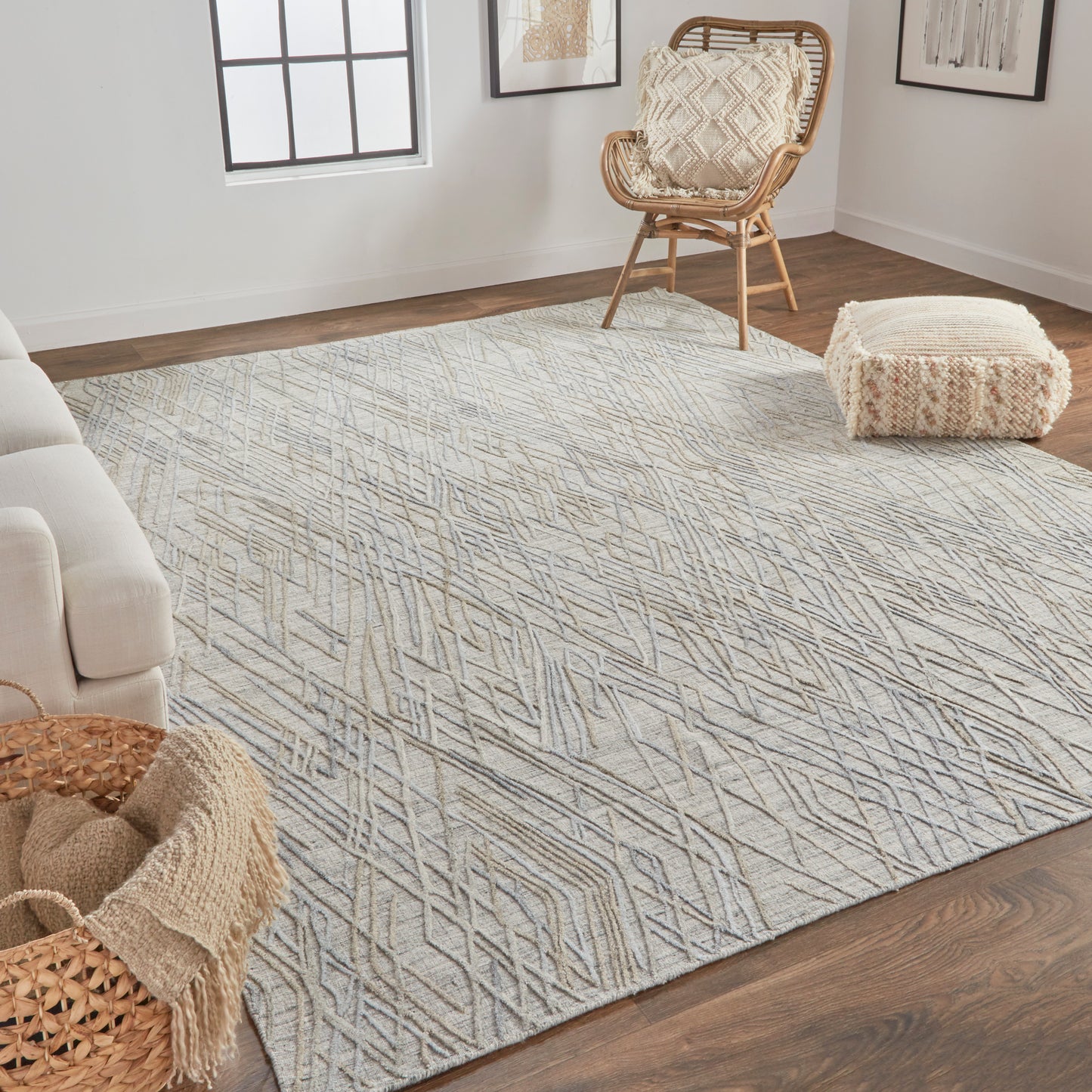 Elias Modern Abstract, Gray/Blue