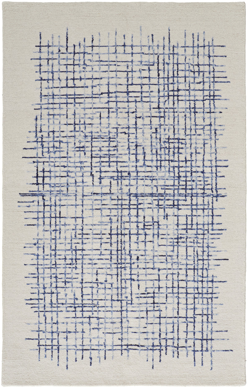 Maddox Transitional Abstract, Ivory/Blue
