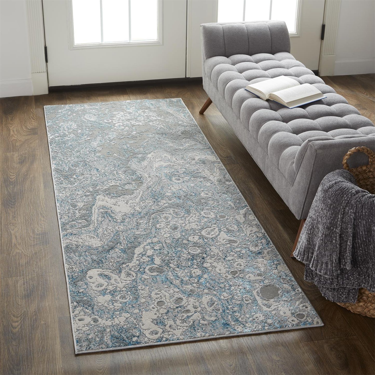 Azure Modern Watercolor, Ivory/Gray/Blue