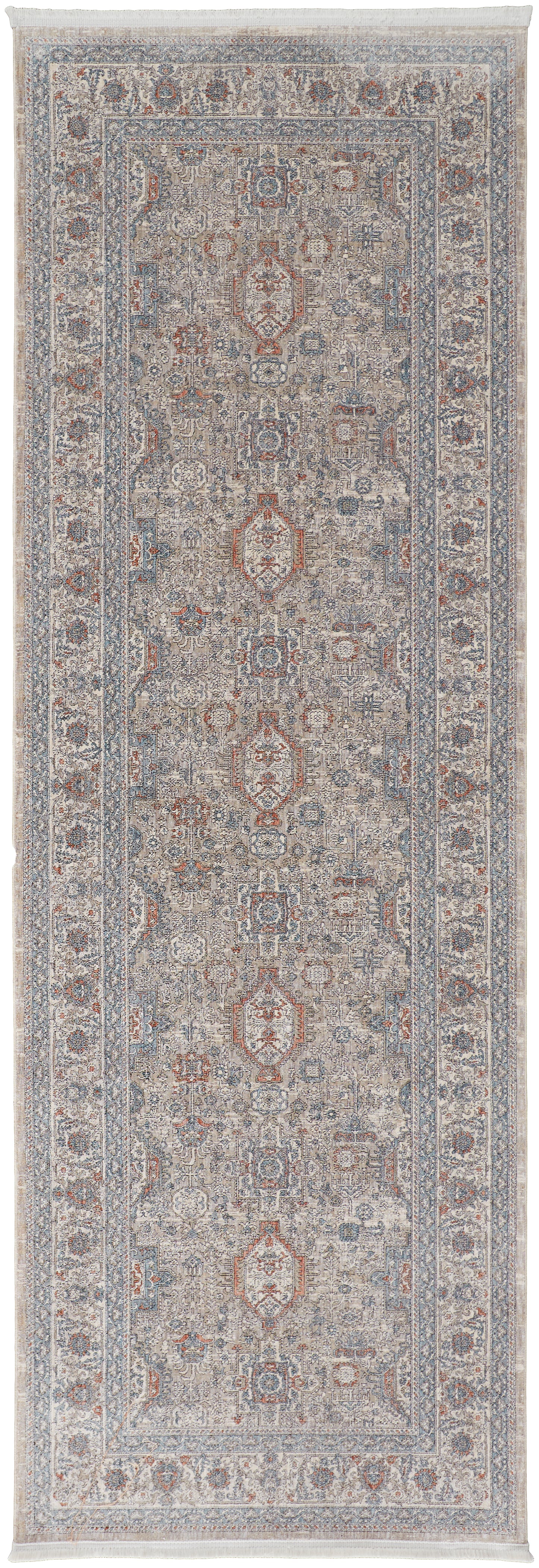 Marquette Transitional Oriental, Taupe/Silver/Blue
