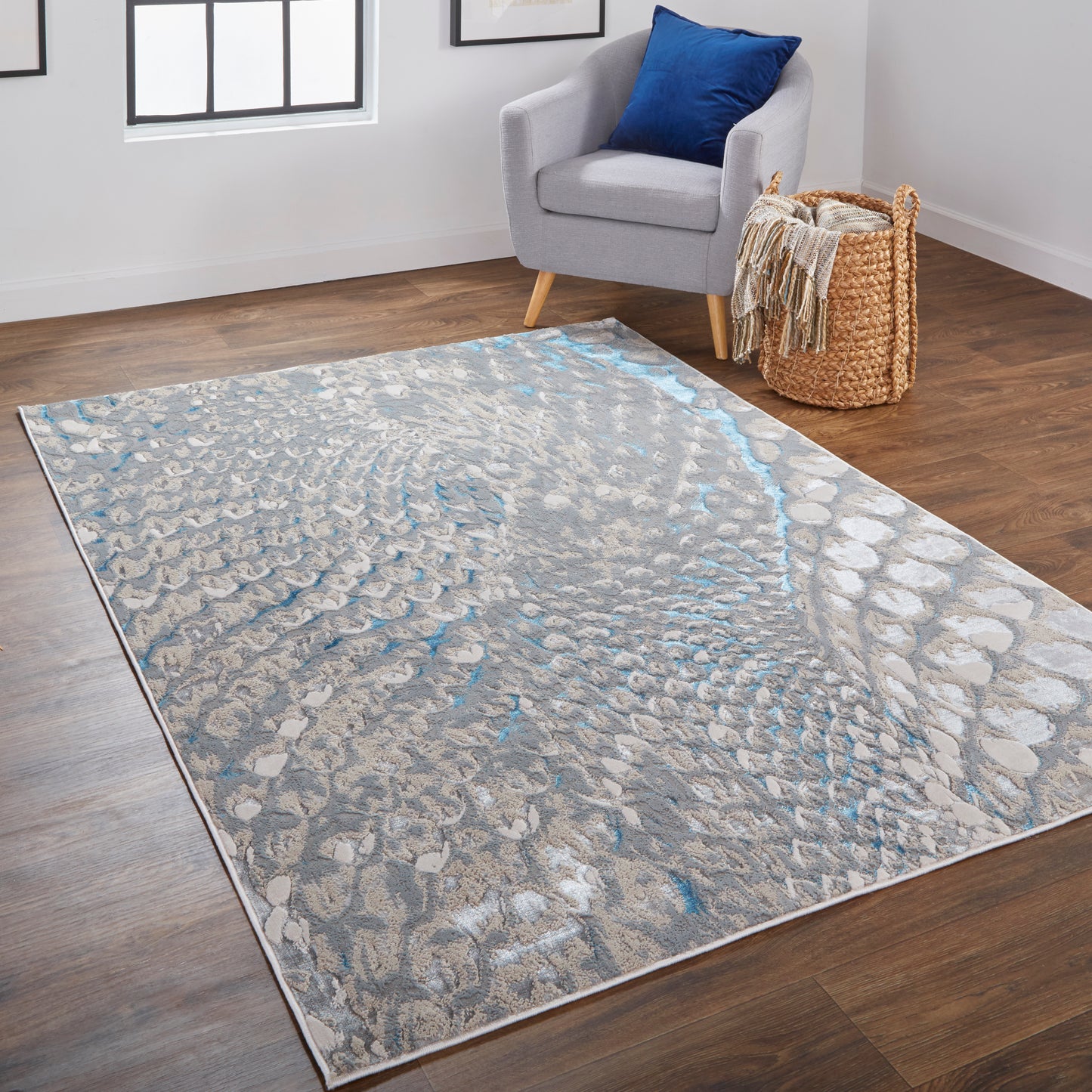 Azure Modern Abstract, Blue/Silver/Gray