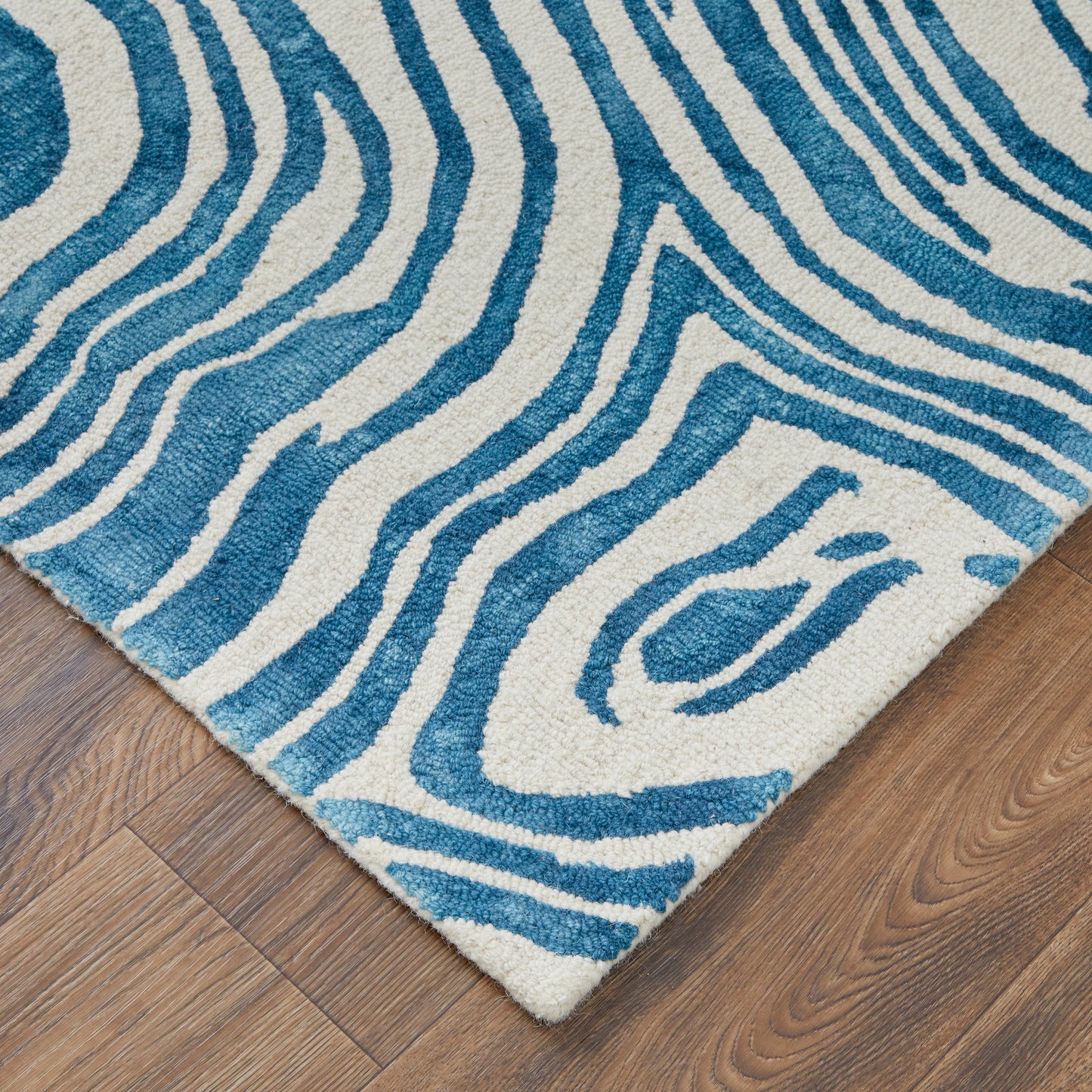 Lorrain Modern Abstract, Blue/Ivory