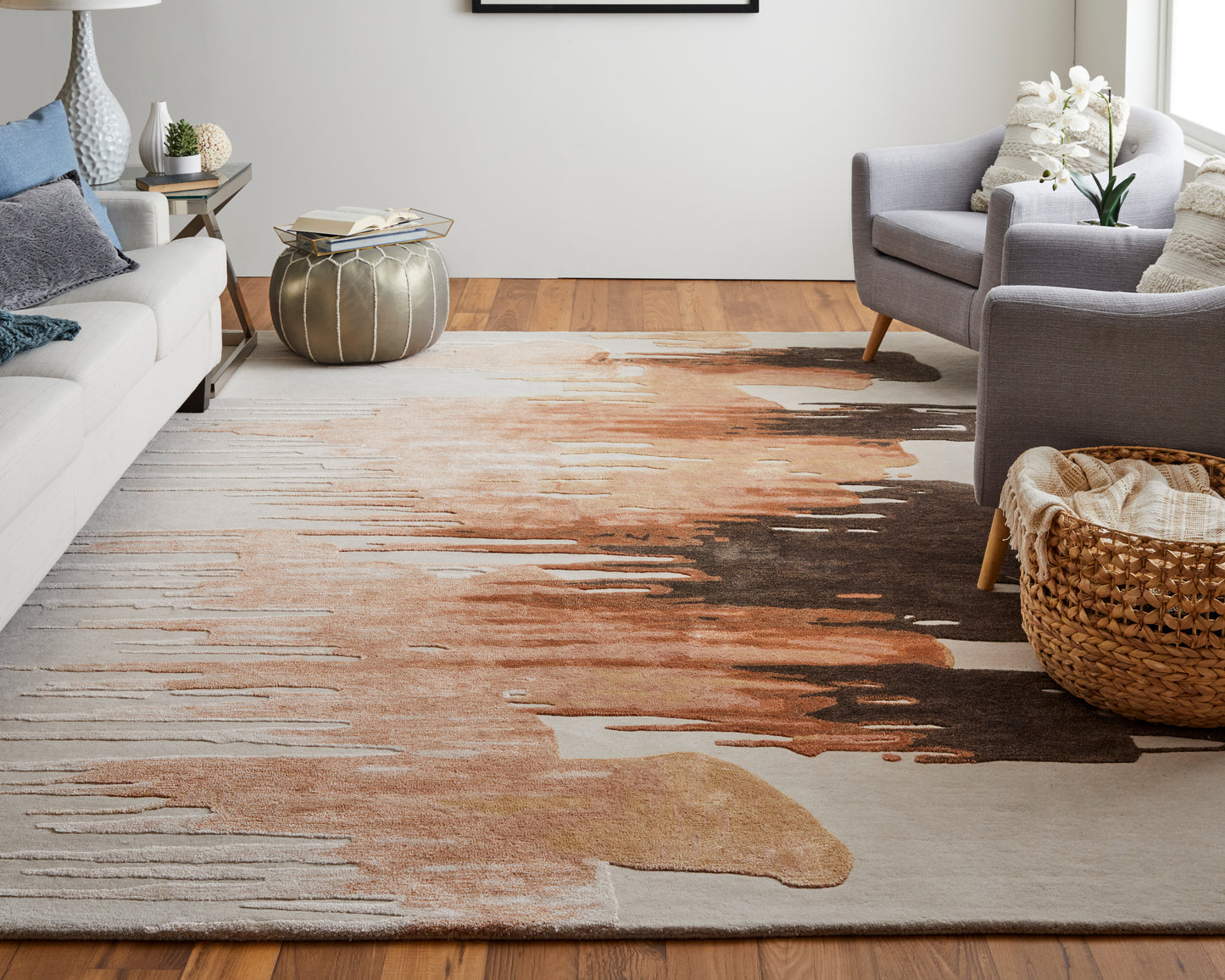 Anya Transitional Abstract, Red/Brown/Orange