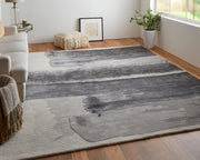 Anya Transitional Abstract, Gray/Blue/Ivory