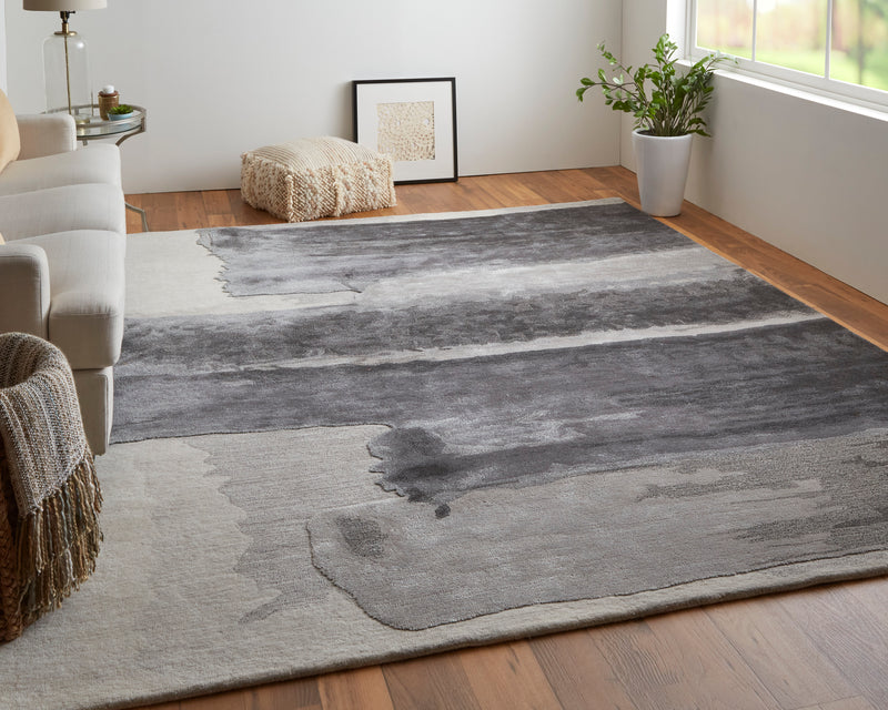 Anya Transitional Abstract, Gray/Blue/Ivory