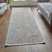 Marquette Transitional Oriental, Taupe/Silver/Blue