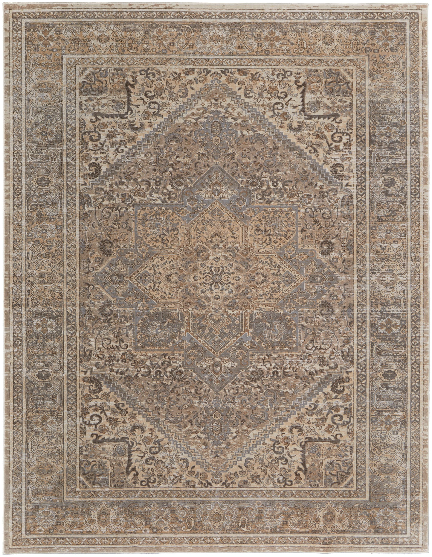 Celene Traditional Medallion, Tan/Brown/Ivory