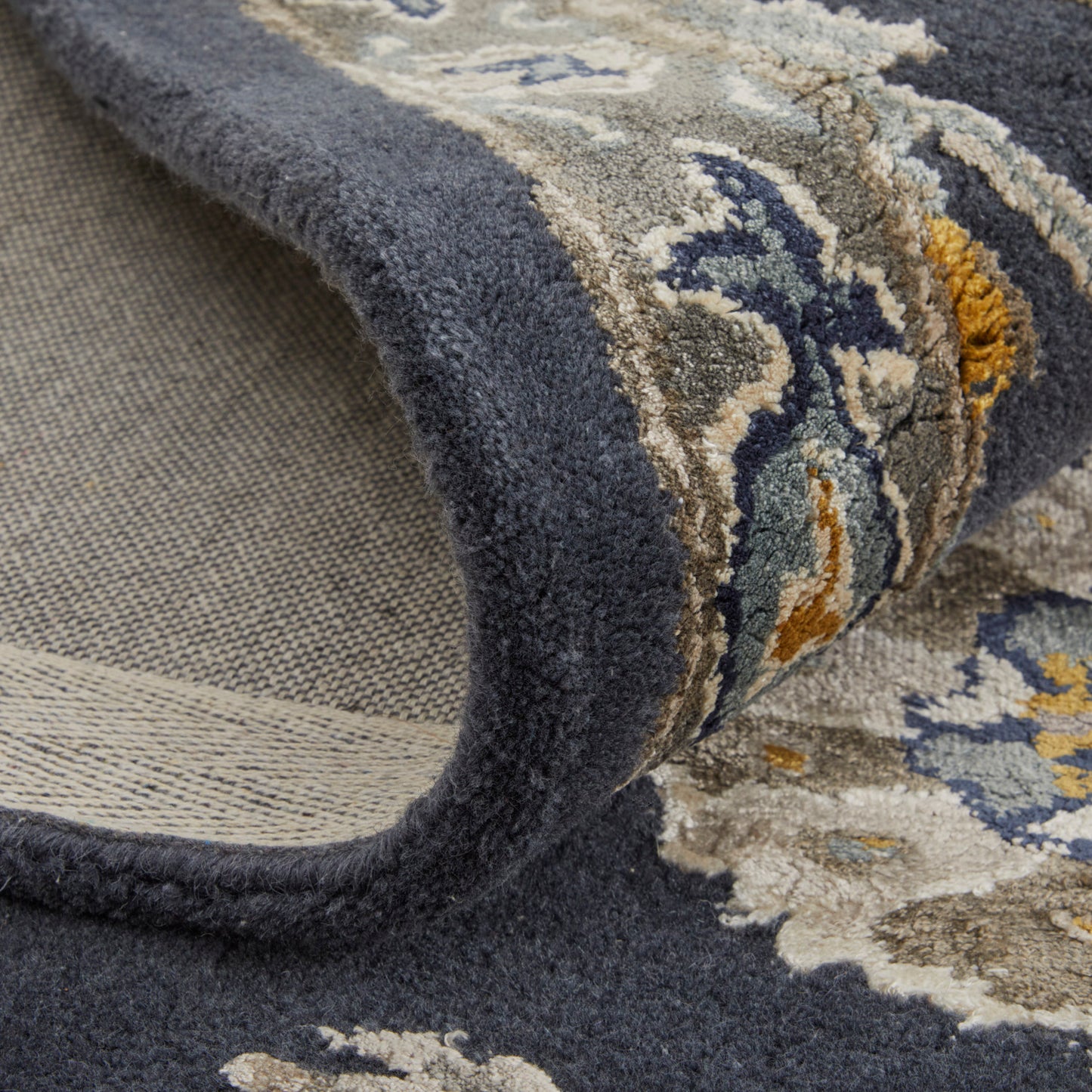 Prescott Traditional Floral & Botanical, Blue/Silver/Gray