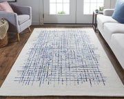 Maddox Transitional Abstract, Ivory/Blue