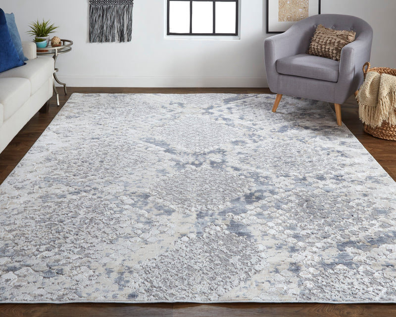 Laina Transitional Trellis & Lattice, Silver/Gray/Blue