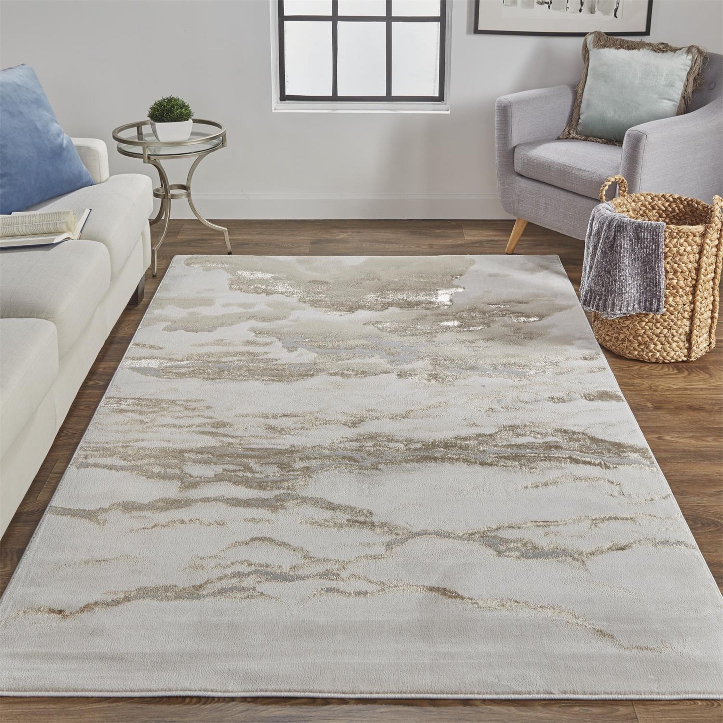 Aura Modern Abstract, Ivory/Tan/Gray