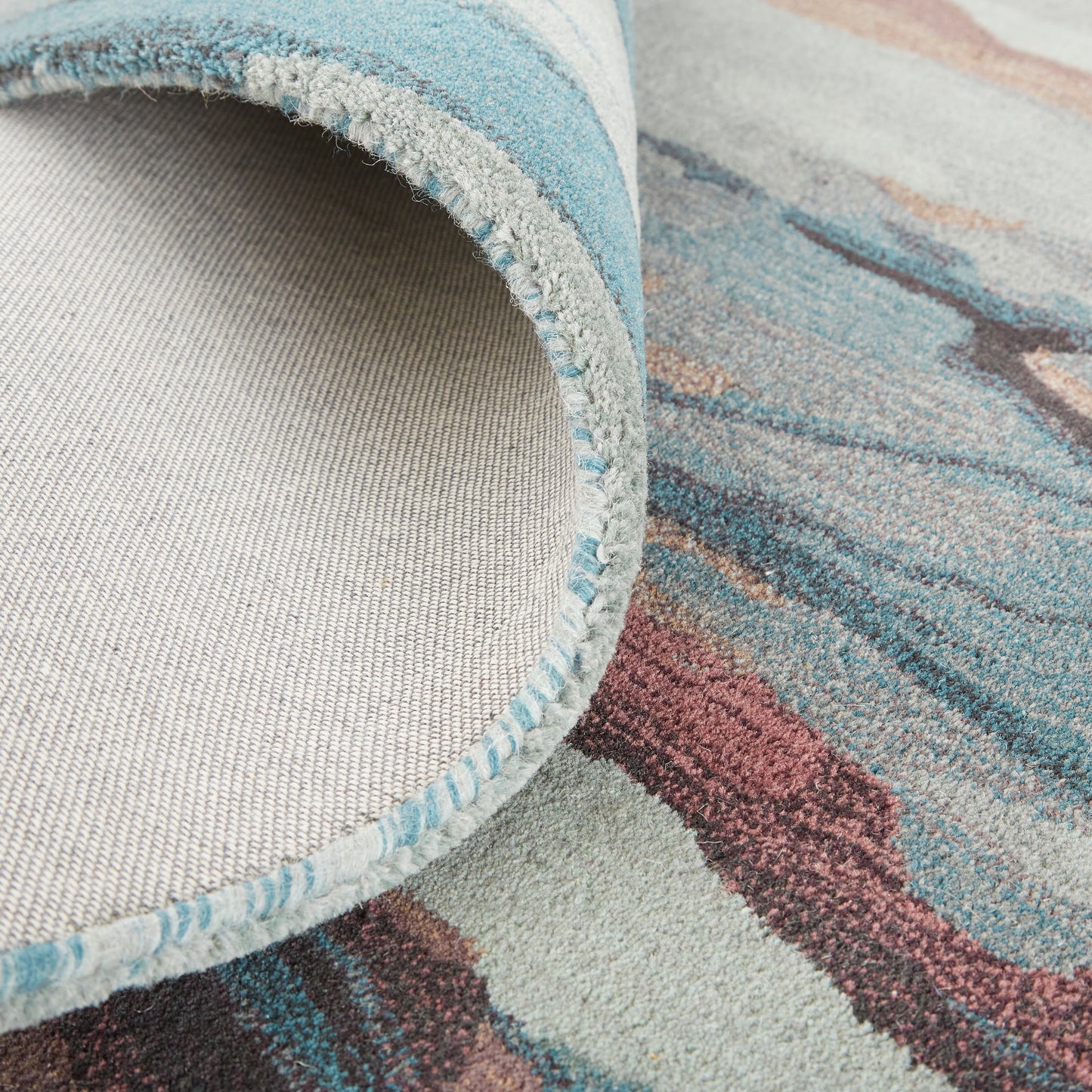Amira Transitional Abstract, Blue/Red/Ivory
