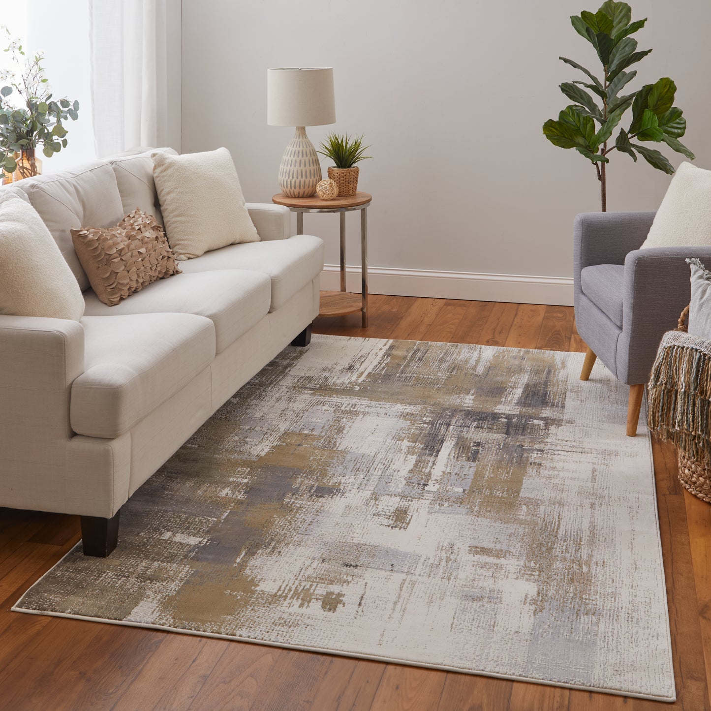 Mandana Modern Abstract, Brown/Ivory