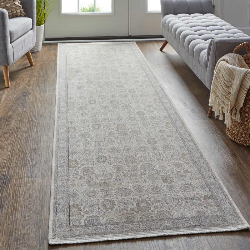 Marquette Transitional Oriental, Gray/Silver/Ivory