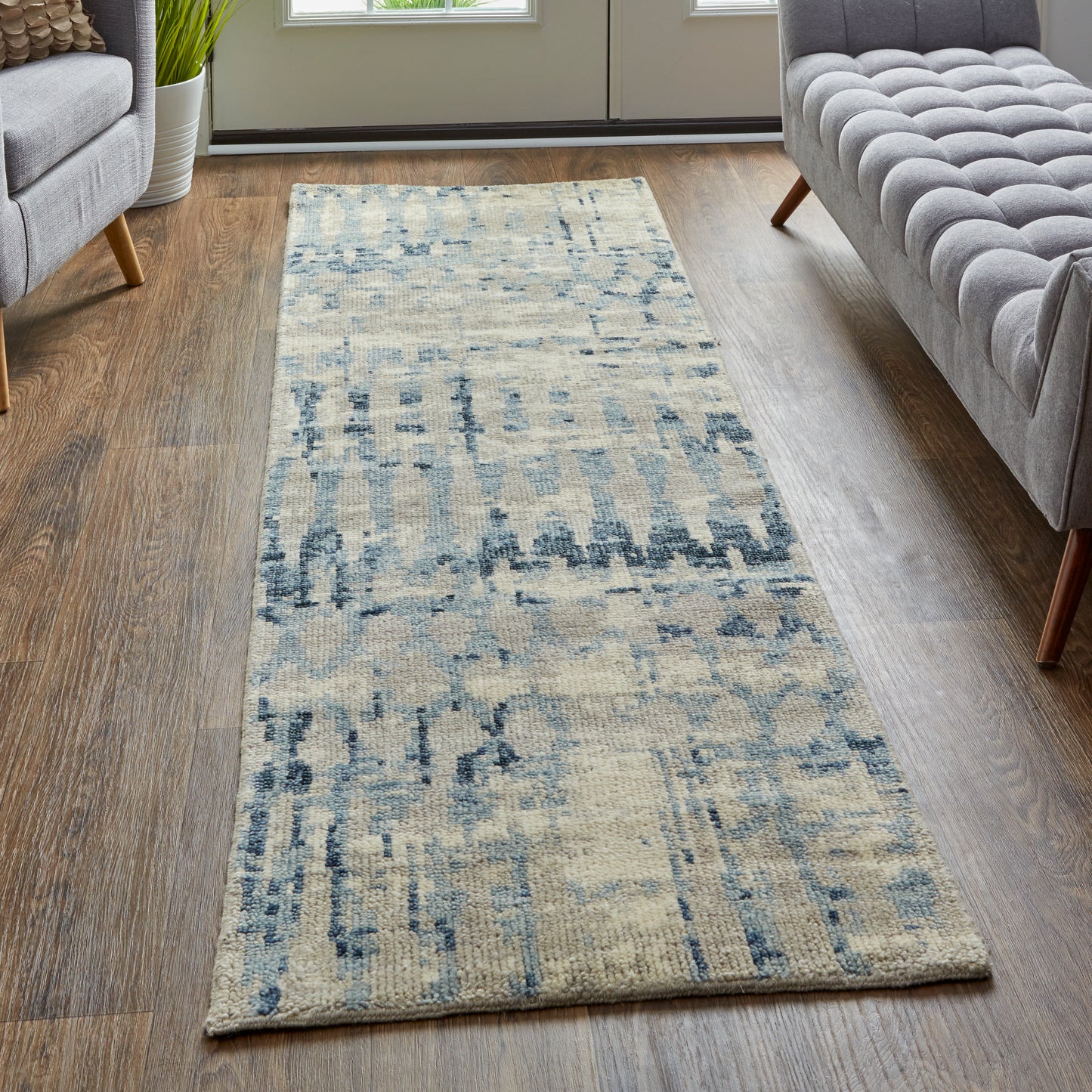 Palomar Transitional Abstract, Blue/Tan