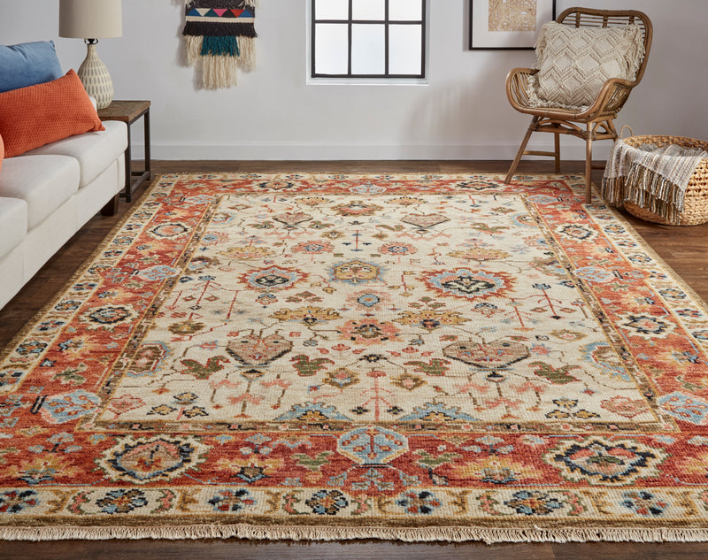 Carrington Traditional Oriental, Ivory/Red/Blue