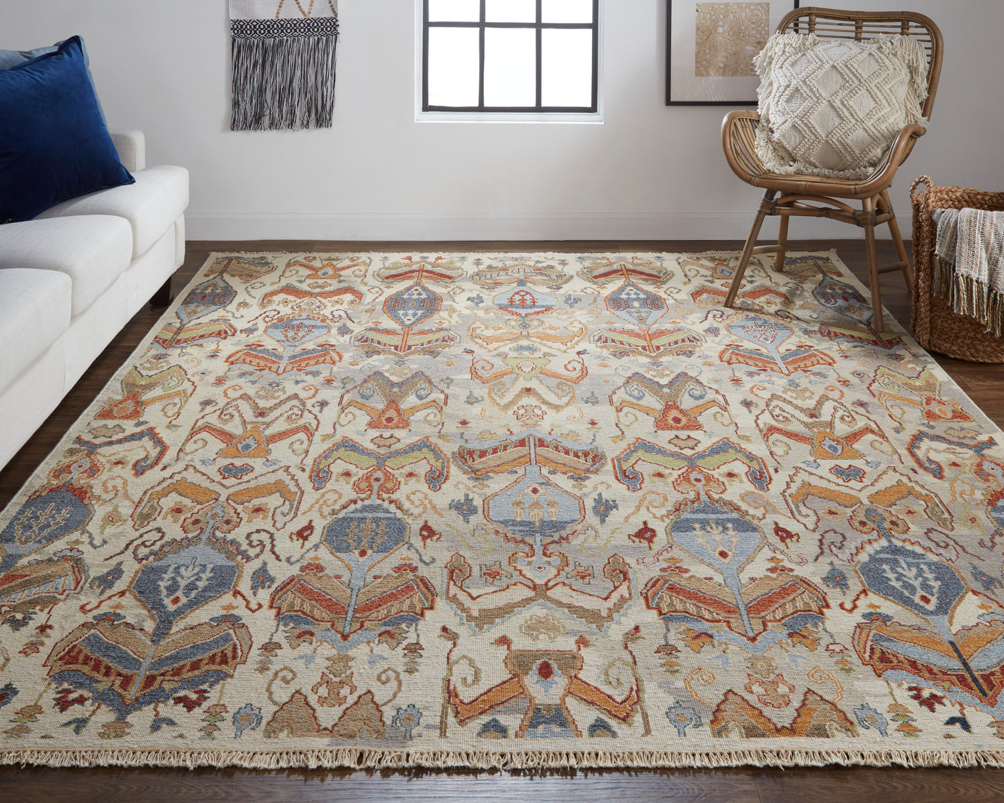 Leylan Transitional Ikat, Tan/Ivory/Orange