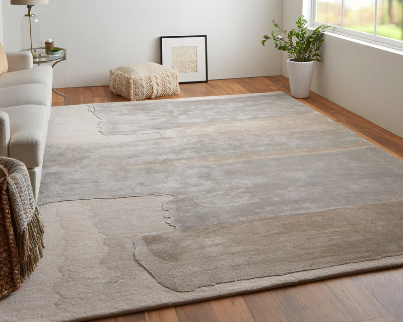 Anya Transitional Abstract, Ivory/Gray