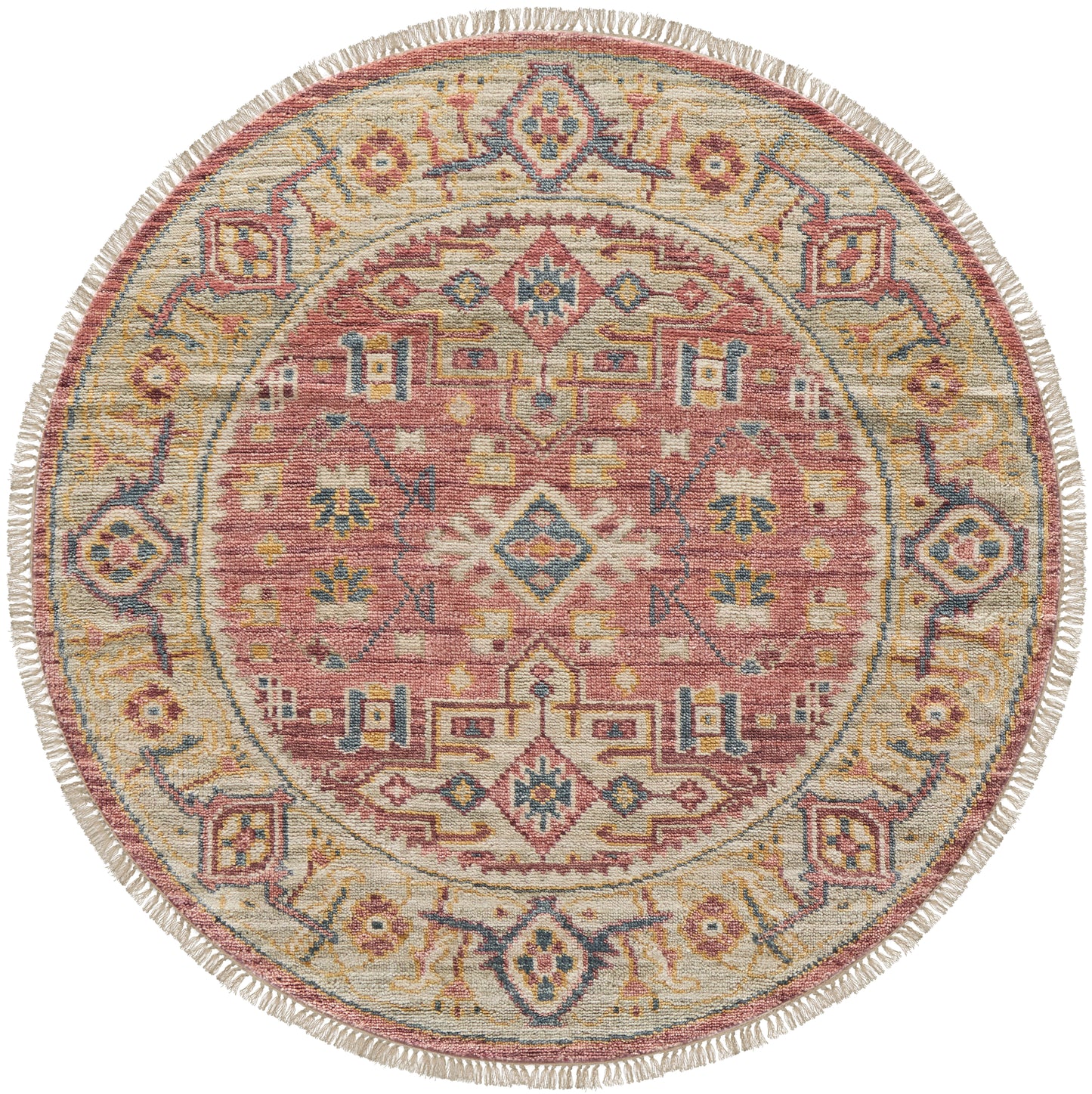 Fillmore Transitional Medallion, Red/Ivory/Gold