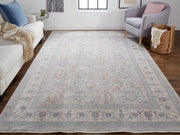 Marquette Transitional Oriental, Taupe/Silver/Blue