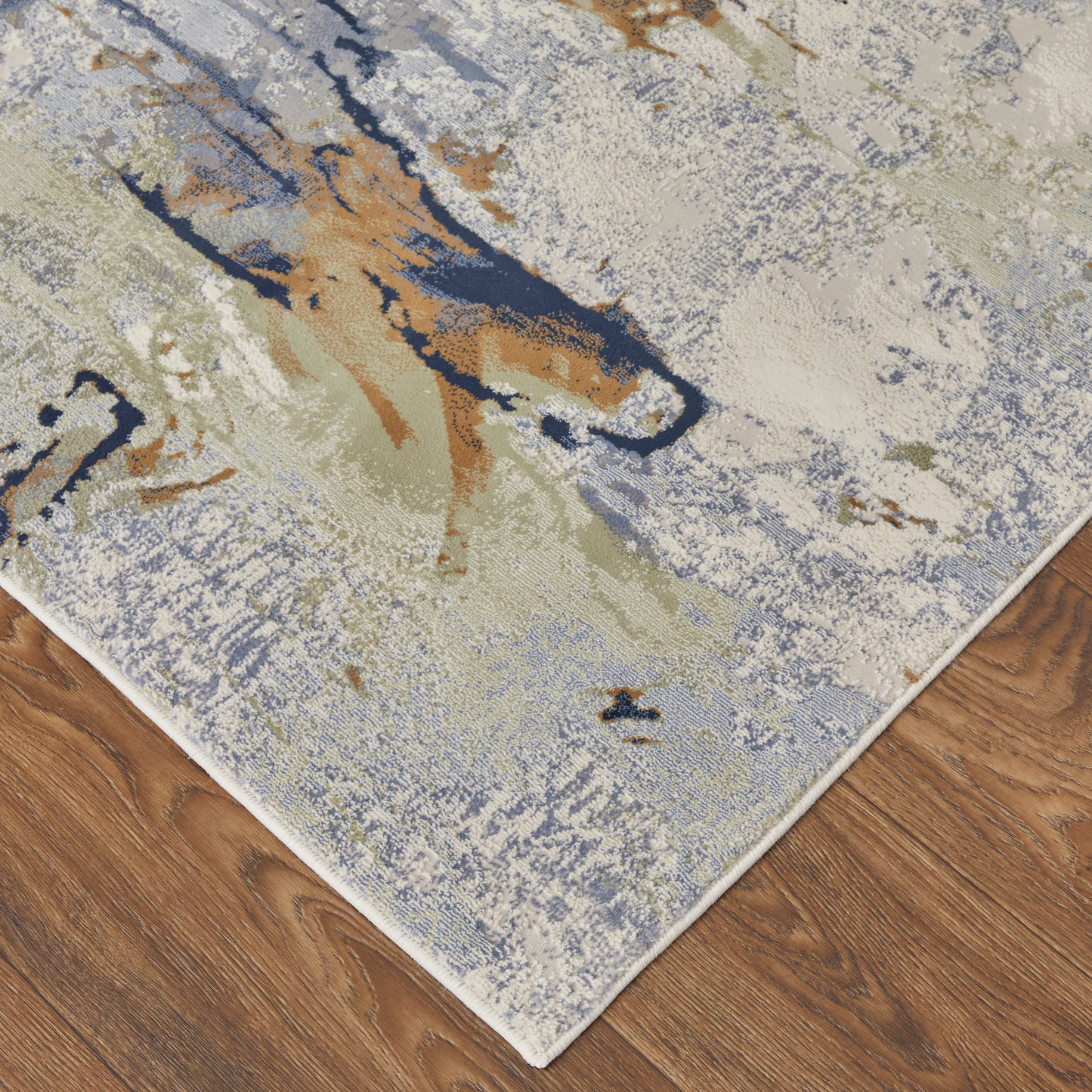 Clio Modern Abstract, Blue/Orange/Ivory