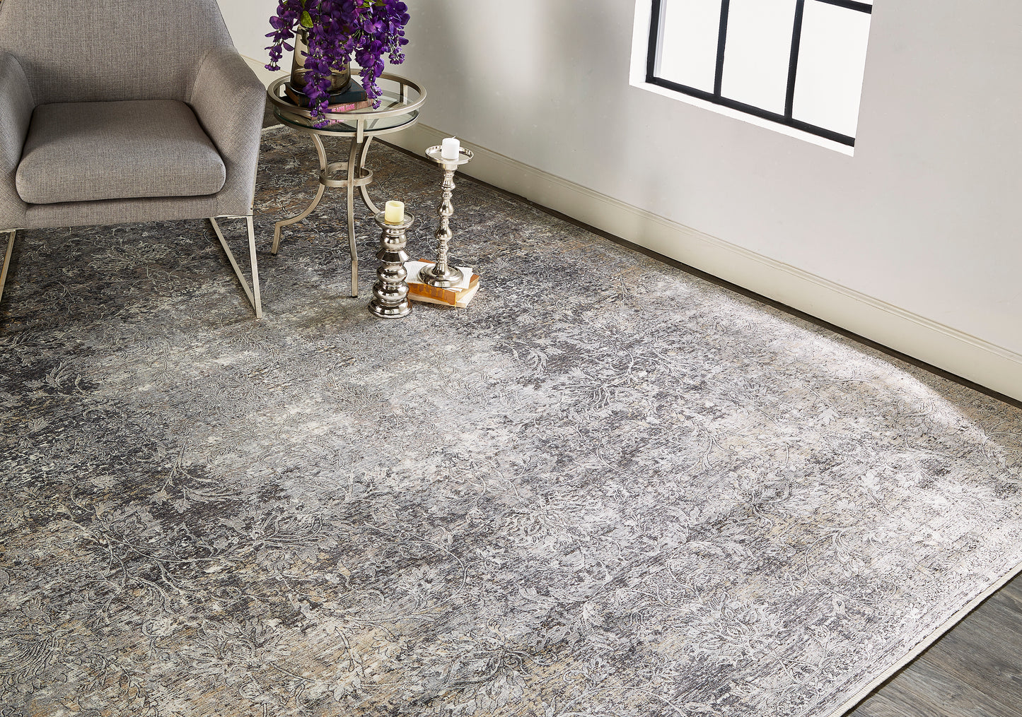 Sarrant Transitional Medallion, Gray/Ivory/Tan