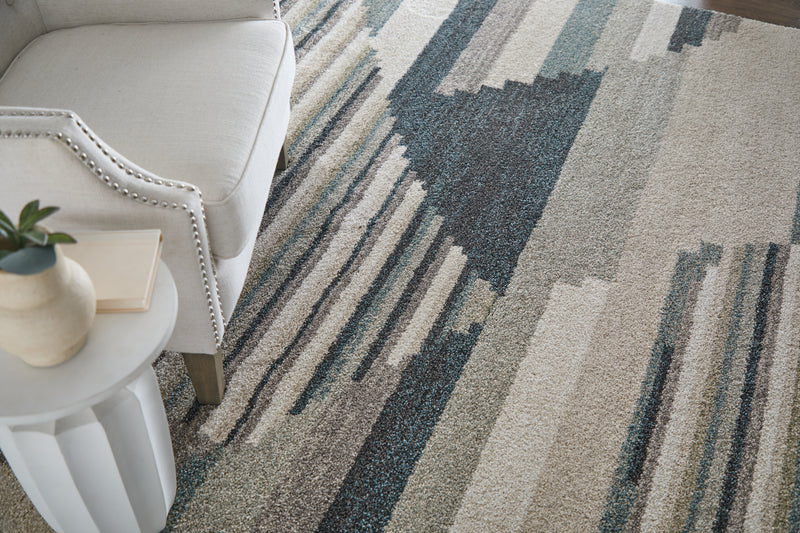 Richmond Modern Abstract, Ivory/Gray/Blue