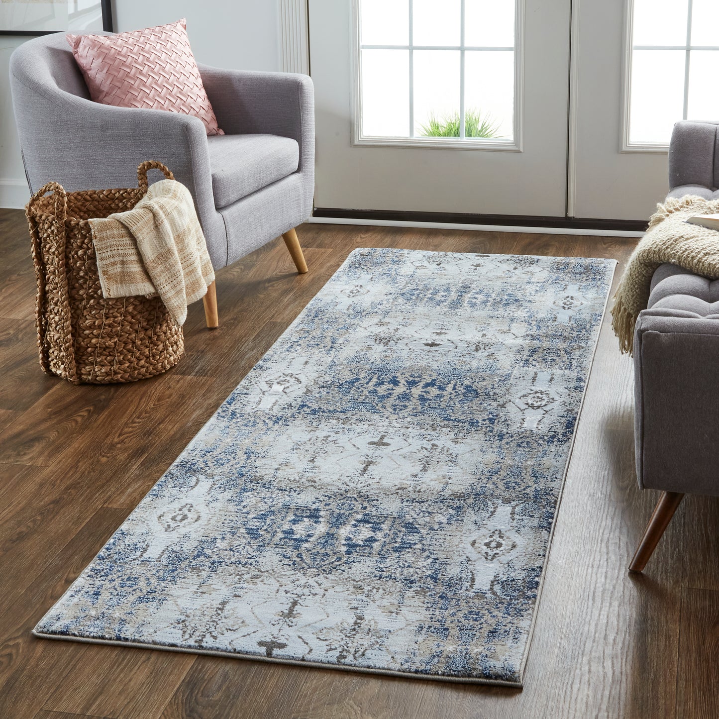 Gaspar Modern Damask, Blue/Gray/Taupe