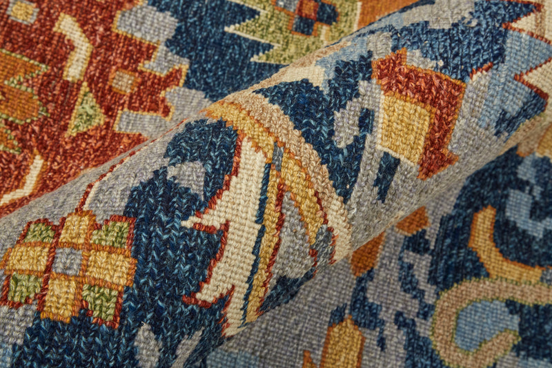 Leylan Transitional Floral & Botanical, Blue/Orange/Red