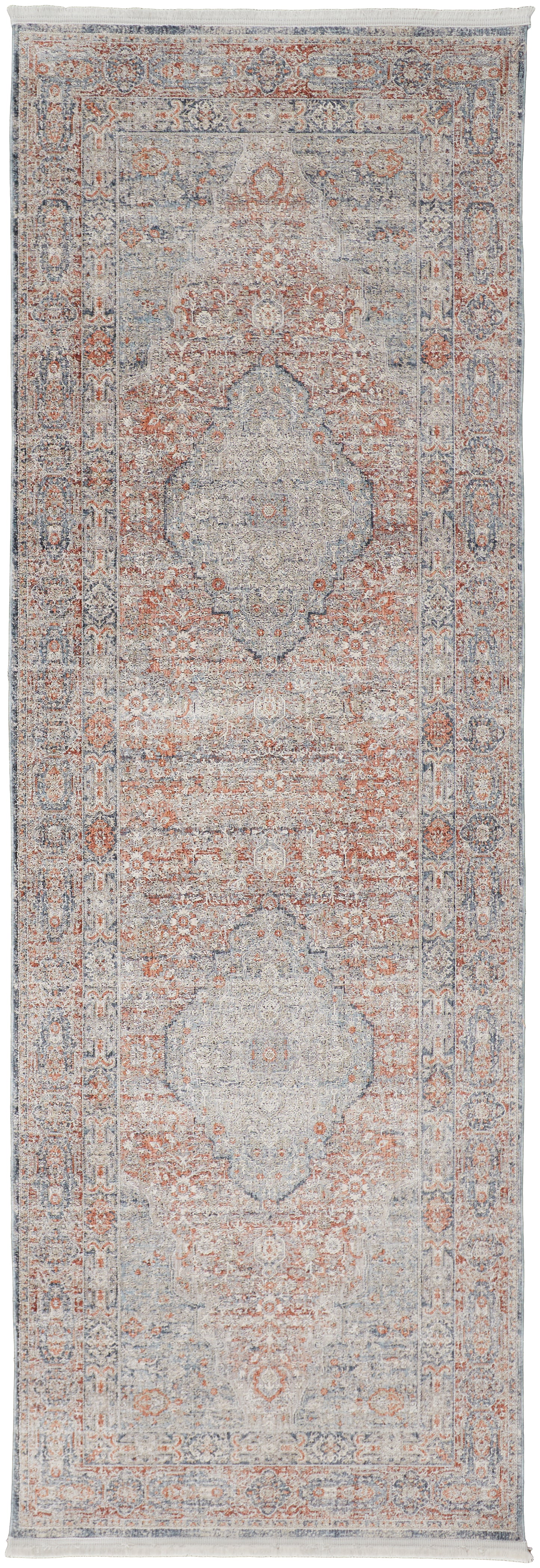 Marquette Transitional Medallion, Gray/Ivory/Orange