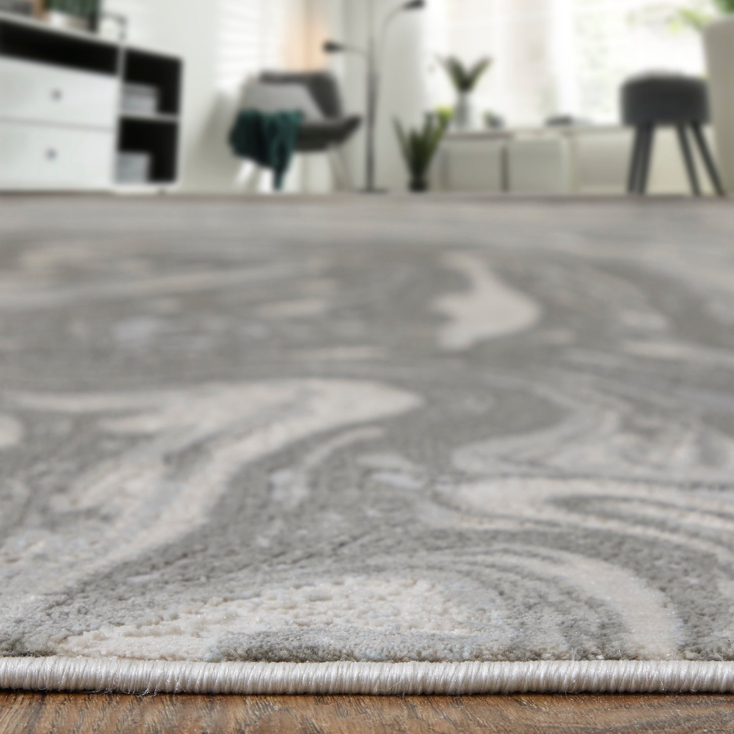 Prasad Modern Watercolor, Gray/Ivory/Silver