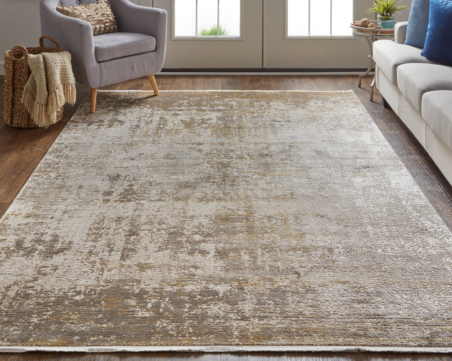 Cadiz Modern Abstract, Taupe/Ivory/Gold