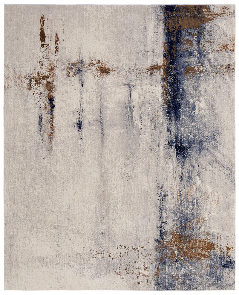 Clio Modern Abstract, Ivory/Blue/Brown