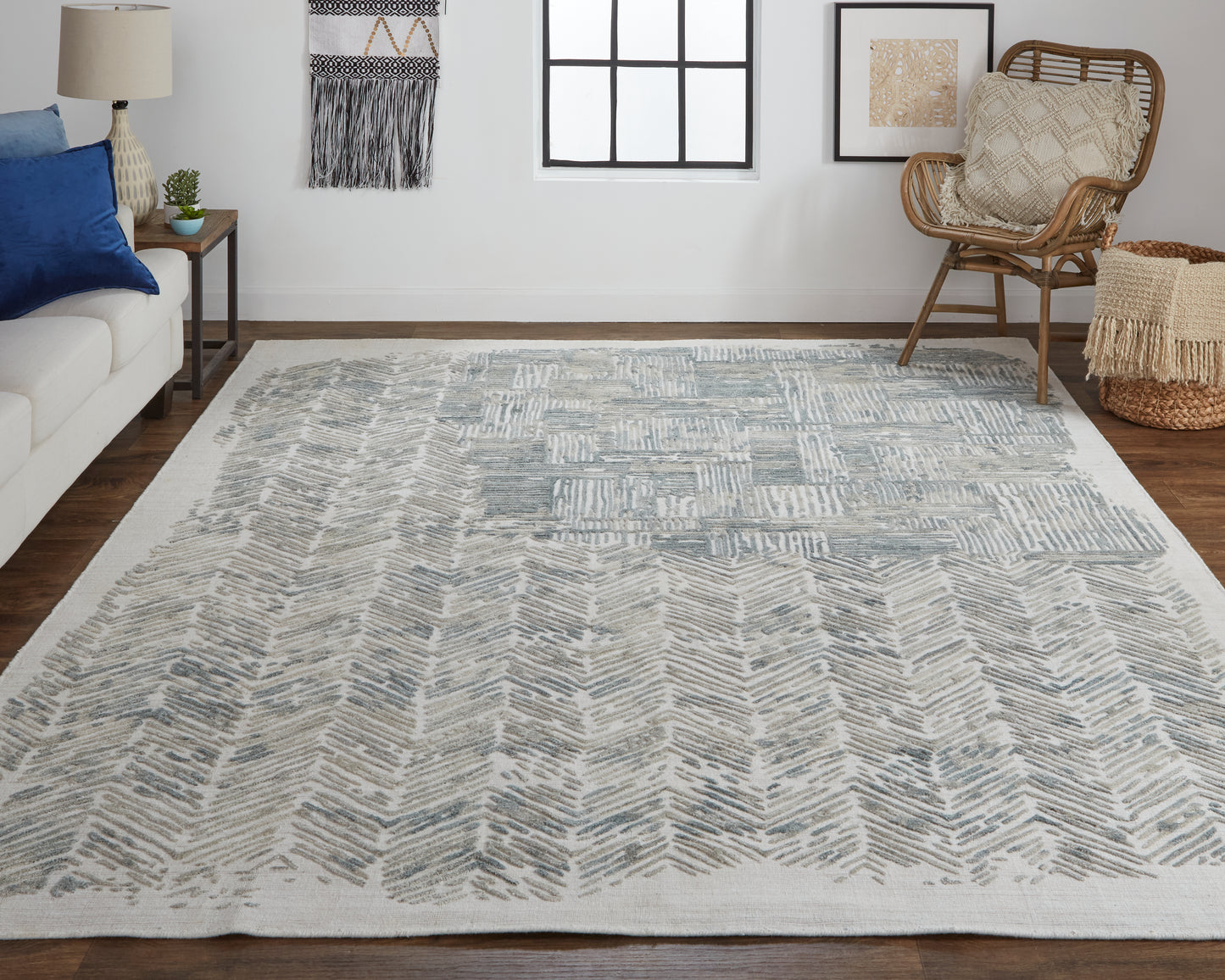 Elias Modern Abstract, Green/Blue/Ivory