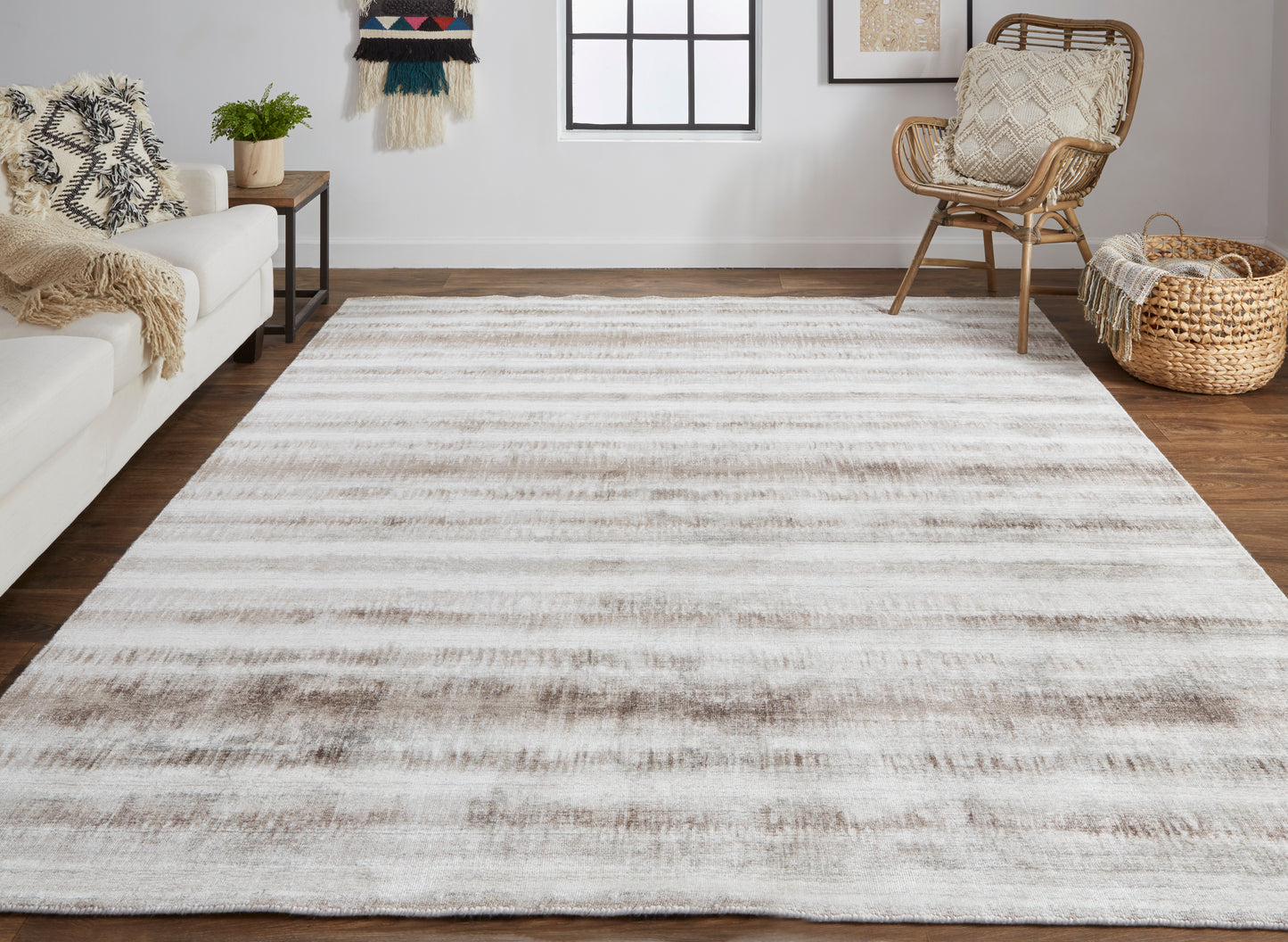 Mackay Transitional Stripes, Tan/Ivory/Brown