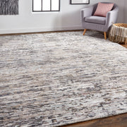 Conroe Modern Abstract, Gray/Blue/Silver