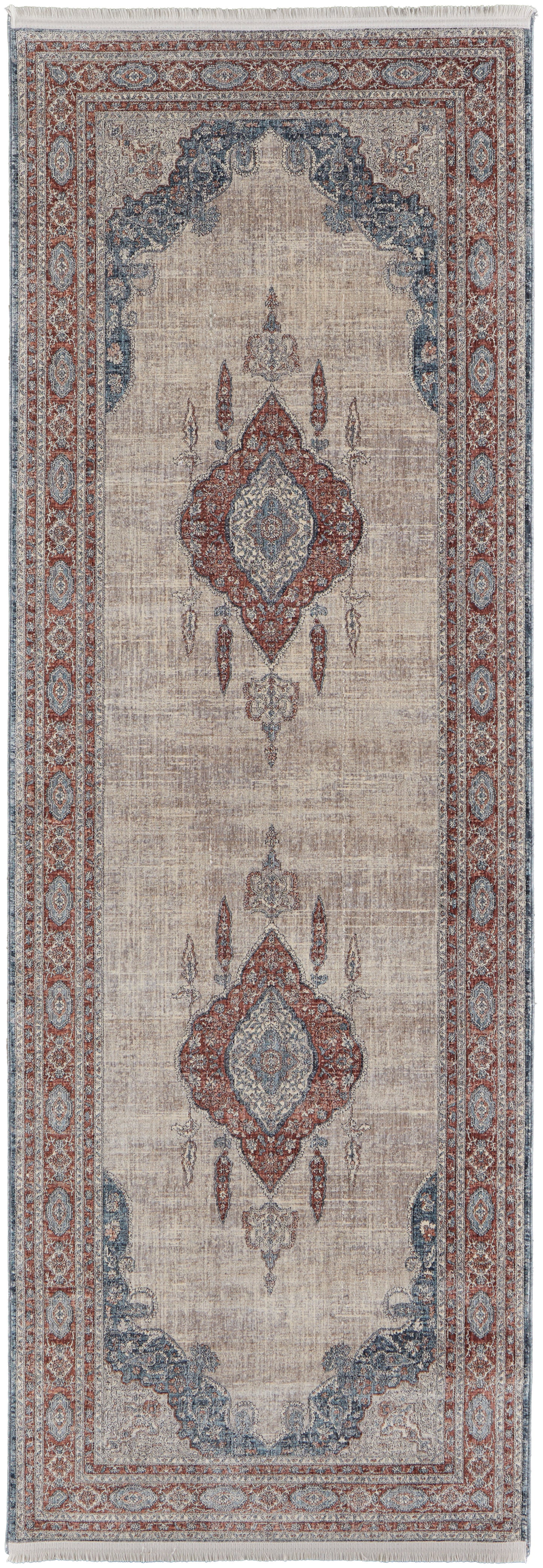 Marquette Transitional Medallion, Gray/Red/Blue