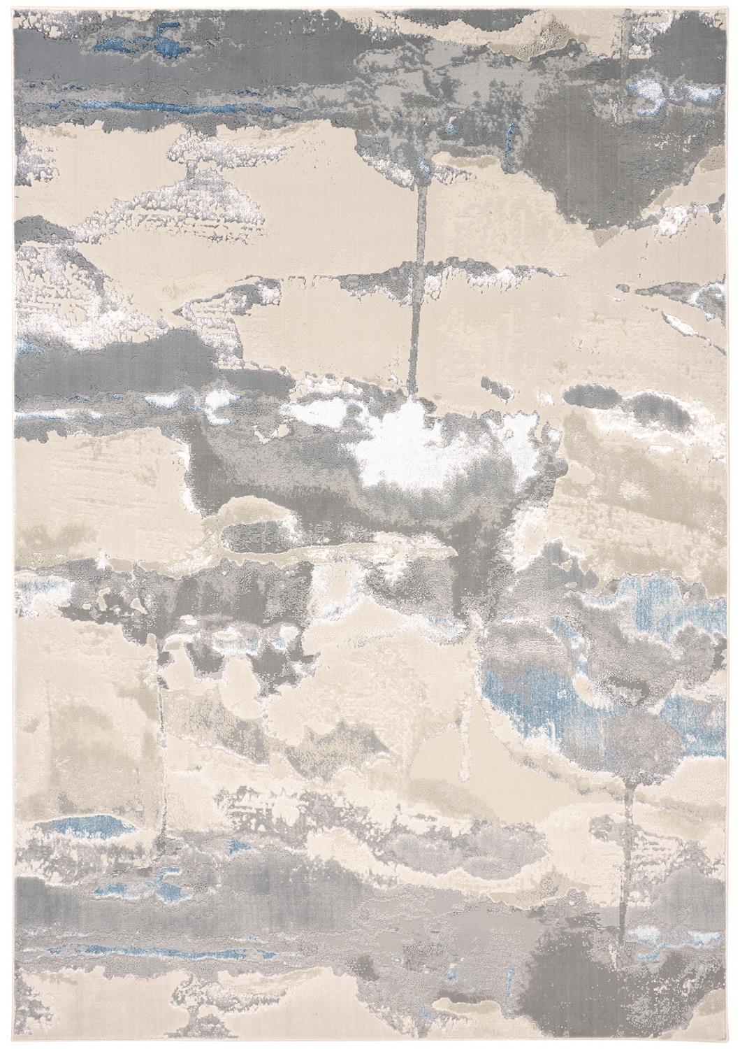 Azure Modern Watercolor, Ivory/Gray/Blue