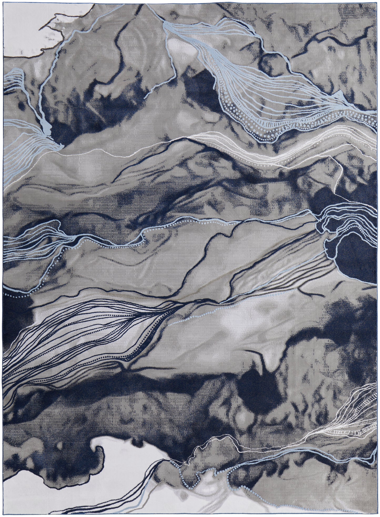 Gaspar Modern Abstract, Blue/Gray/Ivory