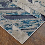 Indio Modern Herringbone, Ivory/Blue/Gray