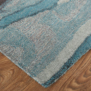 Amira Transitional Abstract, Blue/Red/Ivory
