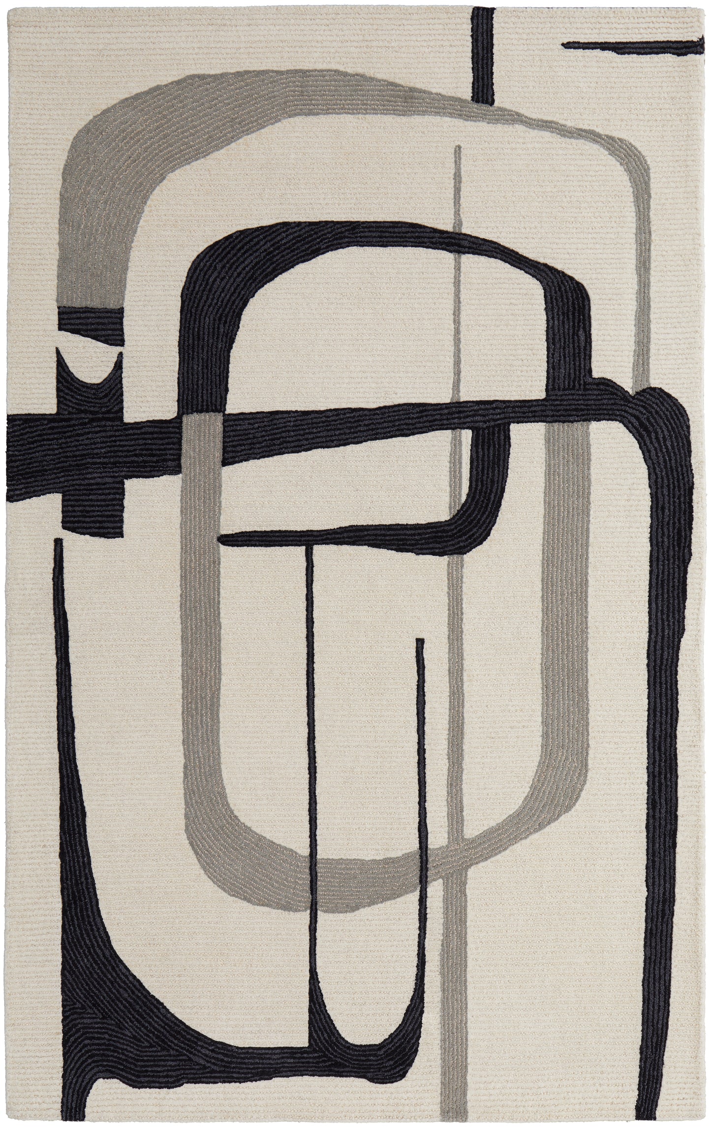 Maguire Transitional Abstract, Ivory/Gray/Black