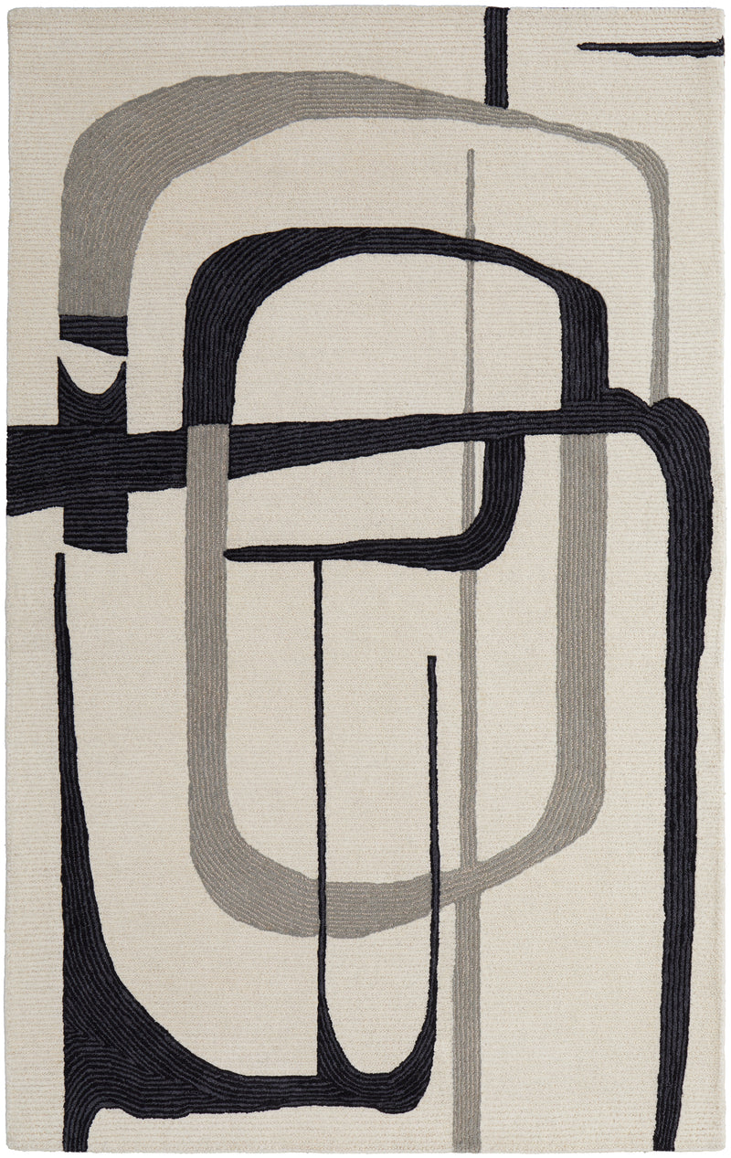 Maguire Transitional Abstract, Ivory/Gray/Black