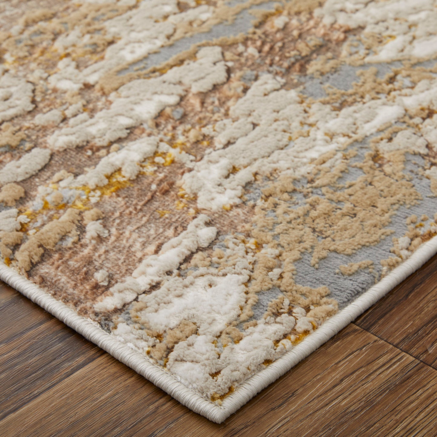 Aura Modern Abstract, Ivory/Gold/Brown