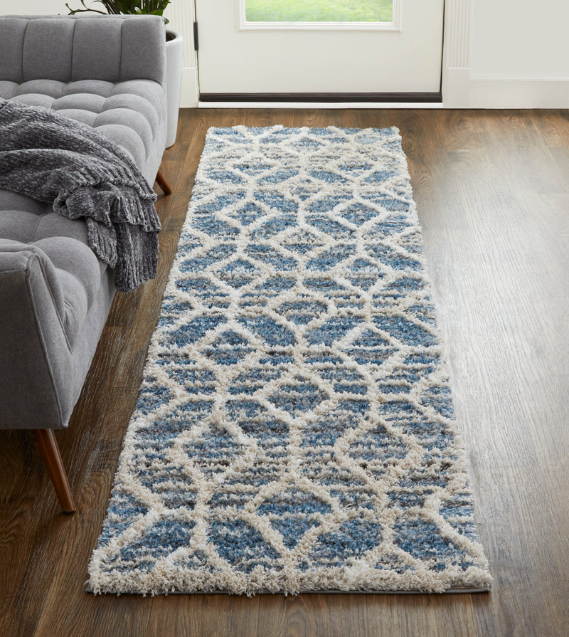 Mynka Transitional Diamond, Blue/Ivory