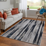 Micah Modern Abstract, Black/Silver/Gray