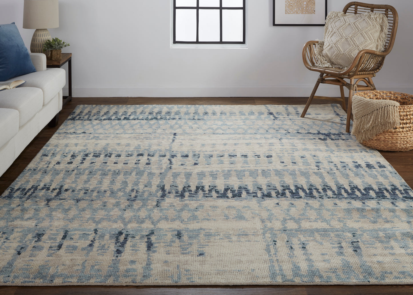 Palomar Transitional Abstract, Blue/Tan